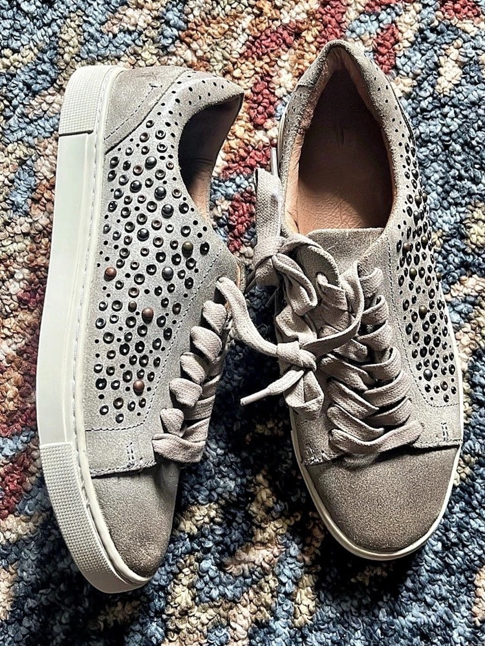 Gray Studded Casual Sneakers